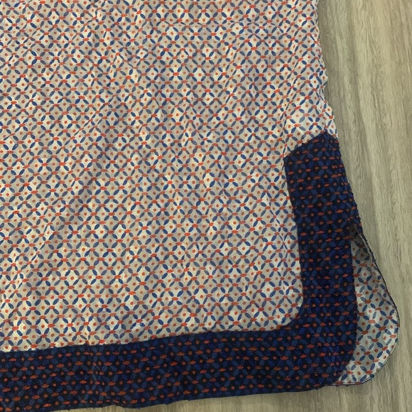 Tory Burch Gwenna Printed Tunic Top Size 2 Red and Blue Semi Sheer - Picture 6 of 10